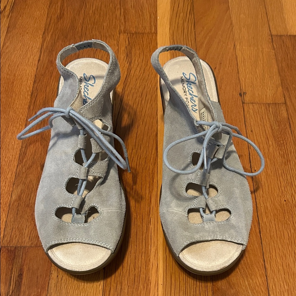 Skechers Women's Light Blue Lace-Up Sandals